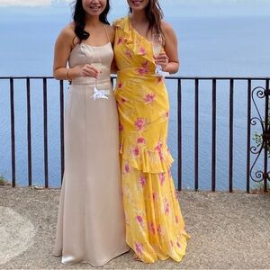 AMUR one shoulder floral cocktail gown